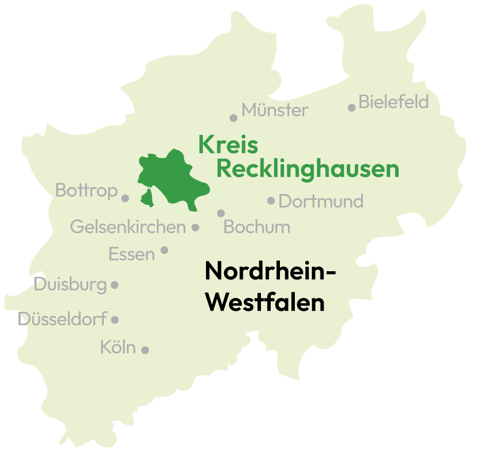 Grafik: Kreis Recklinghausen und seine angehörigen Städte